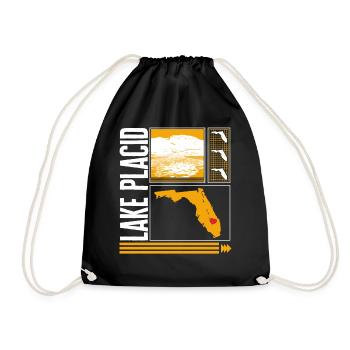Lake Shirt, Lake Placid Florida Vintage Tee, - Drawstring Bag - black - Front
