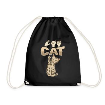 ILY KATZE ASL Gebärdensprache - Turnbeutel - Schwarz - Vorne