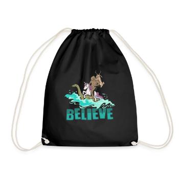 Cryptozoology Cryptid Bigfoot Unicorn Loch Ness - Drawstring Bag - black - Front