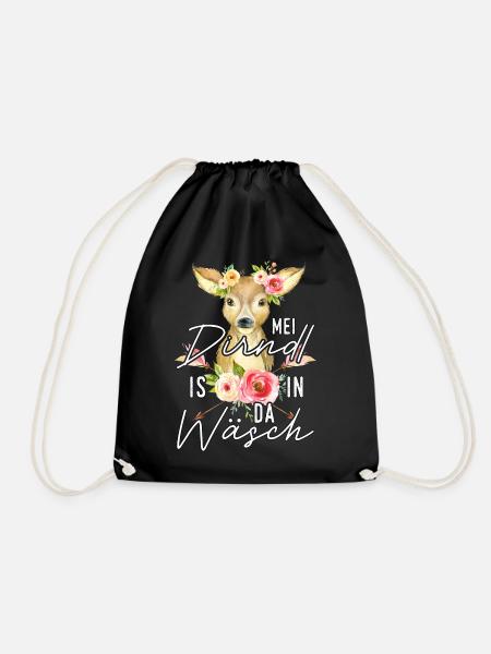 Ersatz Dirndl T-Shirt Trachtenshirt Damen - Turnbeutel - Schwarz