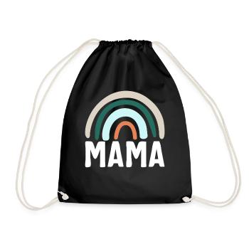 Mutterhemd, Mama Rainbow Simple Design Tee, - Turnbeutel - Schwarz - Vorne