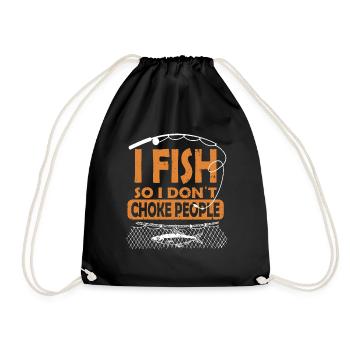 Funny Fishing Design Fisherman - Drawstring Bag - black - Front