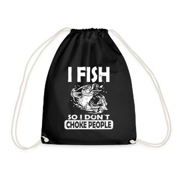 Funny Fishing Design Fisherman - Drawstring Bag - black - Front