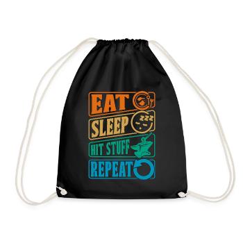Forging Eat Sleep Hit Retro Goldsmith Blacksmiths - Drawstring Bag - black - Front