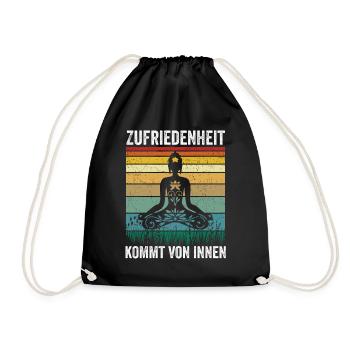 Zufriedenheit kommt von innen - Turnbeutel - Schwarz - Vorne