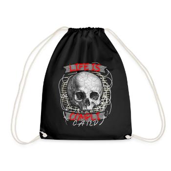 Funny saying Life is complicated, skull - Drawstring Bag - black - Front