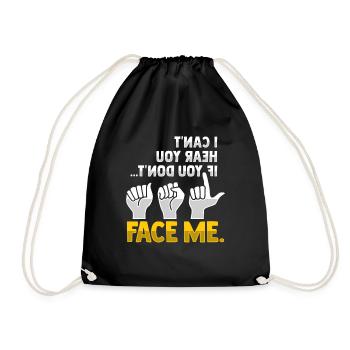 Lip reading ASL Hand gestures Deaf people - Drawstring Bag - black - Front