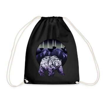 Alaska Gift USA Nature Bear Denali Grizzly Forest - Drawstring Bag - black - Front