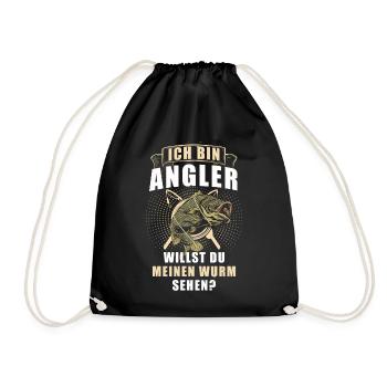 Angeln Fishing Fisher Angelrute Karpfen Rute Fisch - Turnbeutel - Schwarz - Vorne
