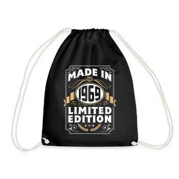 1969 Birthday Gift Birthday Bursdag vintage - Drawstring Bag - black - Front