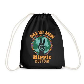 Hippie Tshirt Peace Bewegung Woodstock Boho Groove - Turnbeutel - Schwarz - Vorne