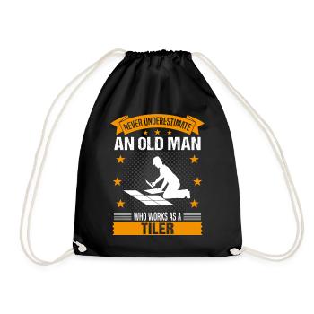Tiler Old Man Quote Men's Gift - Drawstring Bag - black - Front