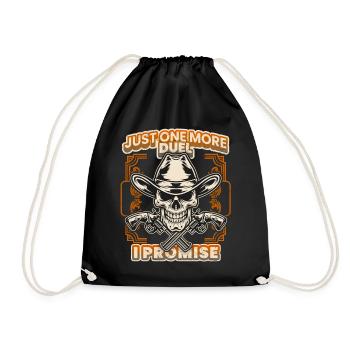 Lachender Totenkopf Cowboy, Skull-Cowboy, Spruch - Turnbeutel - Schwarz - Vorne
