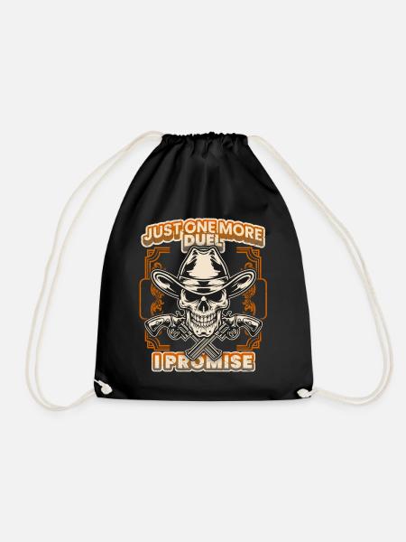 Laughing Skull Cowboy, Skull Cowboy, Saying - Drawstring Bag - black