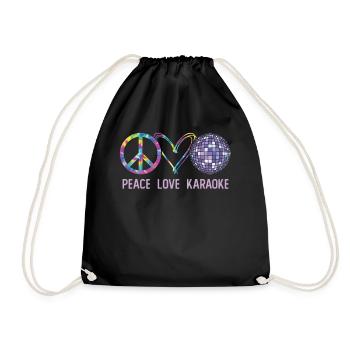 Karaoke Singer Retro Tie Dye Peace - Drawstring Bag - black - Front