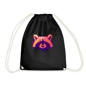Raccoon with watercolors - Funny raccoon - Drawstring Bag - black - Front