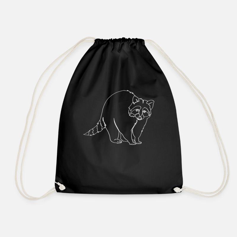 Waschbär Oneline Kunst - Lustiger Waschbär - Turnbeutel - Schwarz