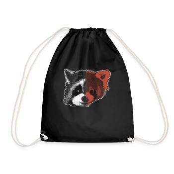 Half Face Of Raaccoon Half Face Of Red Panda - - Turnbeutel - Schwarz - Vorne