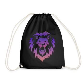 Lion Head Tribal - Drawstring Bag - black - Front