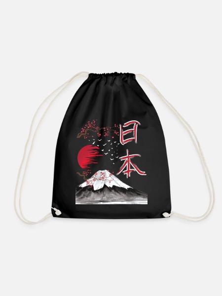 Japan Landscape Japanese Art - Drawstring Bag - black
