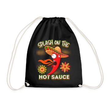 Pepperoni, hot sauce, Mexico funny saying - Drawstring Bag - black - Front