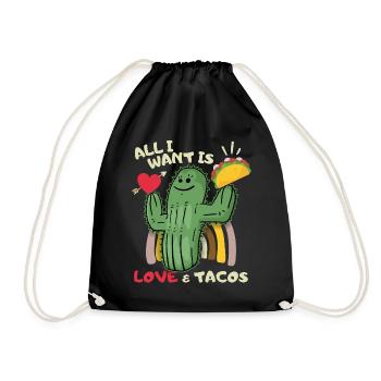 Tout ce que je veux, amour et tacos, tacos Mexique - Sac de sport léger - noir - Devant