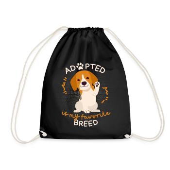 Adopted-Is-My-Favorite-Breed, Adolescent Dog - Drawstring Bag - black - Front