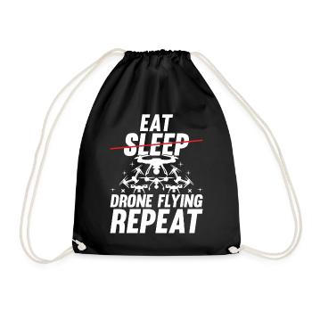Funny Drone - Eat Sleep Drone Flying Repeat - Dron - Drawstring Bag - black - Front