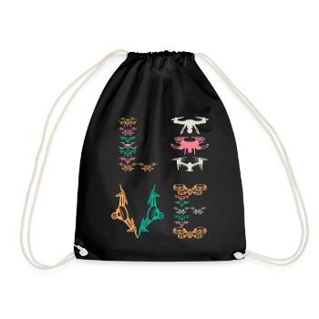 Drone Pilot Drone LOVE Drone Lover Quadcopter Dron - Drawstring Bag - black - Front