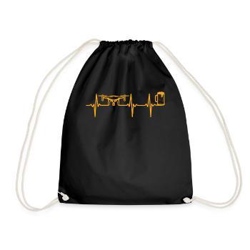 Drone Pilot Drone Beer Heartbeat Quadcopter Drone - Drawstring Bag - black - Front