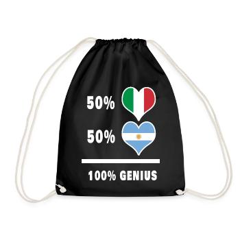 Argentinien und Italien 100% geniale Flaggen - Turnbeutel - Schwarz - Vorne