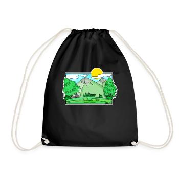 Mountain Mountains Mountain Peaks Forest - Drawstring Bag - black - Front