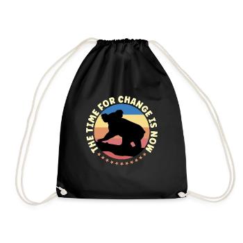 Global Warming The Time For Change Retro Activism - Drawstring Bag - black - Front