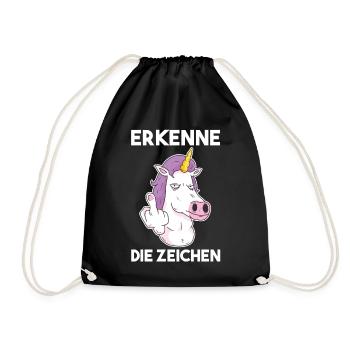 Erkenne Die Zeichen Einhorn - Turnbeutel - Schwarz - Vorne