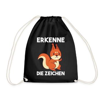 Erkenne Die Zeichen Eichhörnchen - Turnbeutel - Schwarz - Vorne