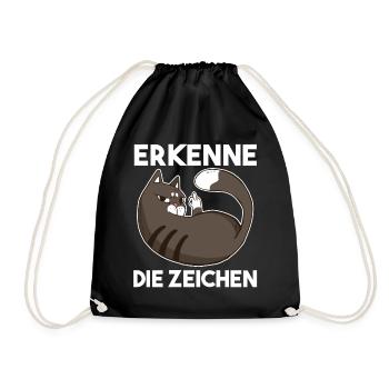Erkenne Die Zeichen Katze - Turnbeutel - Schwarz - Vorne