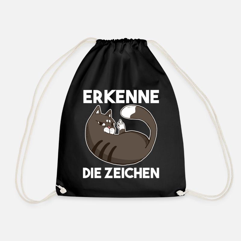 Erkenne Die Zeichen Katze - Turnbeutel - Schwarz