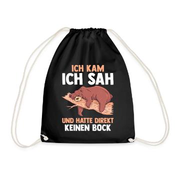 Ich Kam Ich Sah Und Hatte Direkt Keinen Bock Bär - Turnbeutel - Schwarz - Vorne