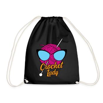 Knit crochet tailor - Drawstring Bag - black - Front
