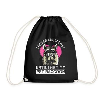 Home raccoon met - Funny raccoon - Drawstring Bag - black - Front