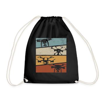 Drones Racing Quadcopter Drone Pilot - Retro Drone - Drawstring Bag - black - Front