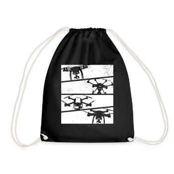 Retro Drone Quadcopter Drone - Retro Drone - Drawstring Bag - black - Front