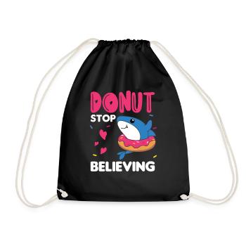 Süßer Hai lustige Tiere in Donut pink - Turnbeutel - Schwarz - Vorne