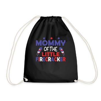 4th July America Mommy of the Firecracker - Drawstring Bag - black - Front