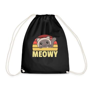 kawaii cat cute manga anime cats retro meowy - Drawstring Bag - black - Front