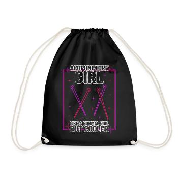 Acupuncture Girl Retro Shirt, Needle Women - Drawstring Bag - black - Front