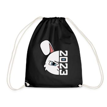 Rabbit 2023 Chinese New Year Year of the Rabbit - Drawstring Bag - black - Front