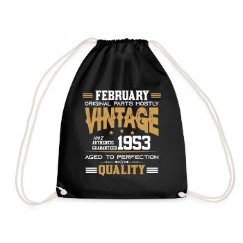 Vintage Aged To Perfection February 1953 - Drawstring Bag - black - Front