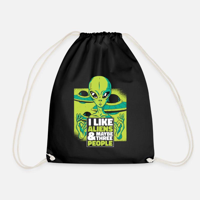 Alien UFO Aliens Außerirdischer - Turnbeutel - Schwarz
