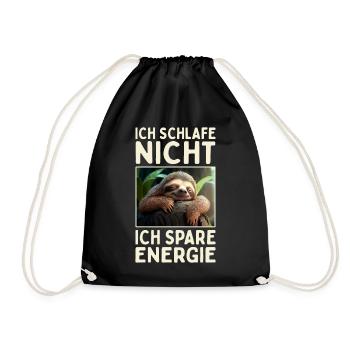 Ich Schlafe Nicht Ich Spare Energie Süßes Faultier - Turnbeutel - Schwarz - Vorne
